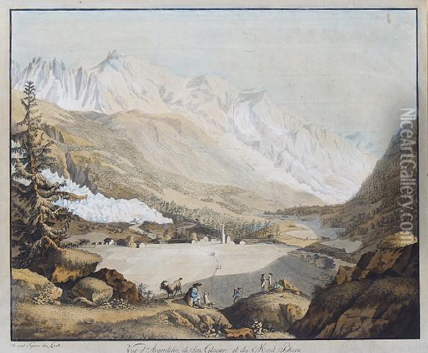 Vue D'argentiere De Son Glacier Et Mont Blanc Oil Painting - Jean Antoine Linck