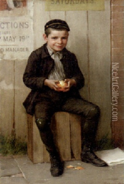 Boy Peeling An Orange Oil Painting - Frederick Dielman