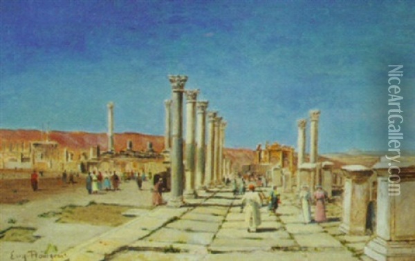 Ancient Ruins Oil Painting - Eugene Bourgeois