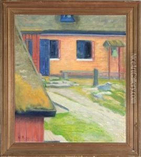 (only Danish Text Available): Gardeksterior Oil Painting - Niels Bjerre