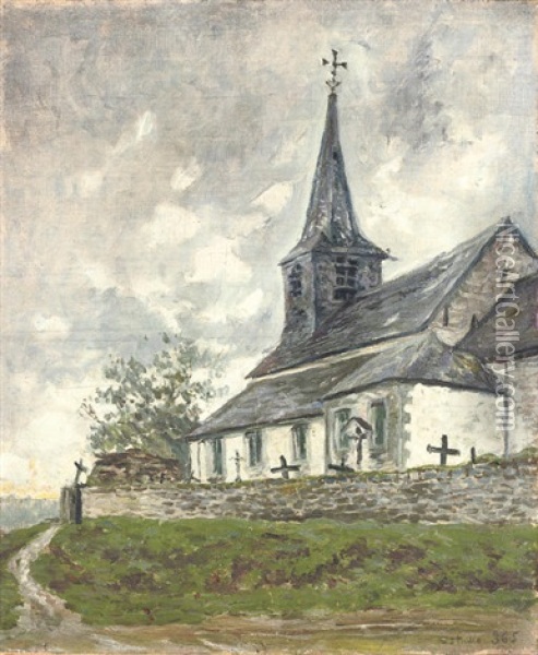 Rural Church Oil Painting - Dario de Regoyos