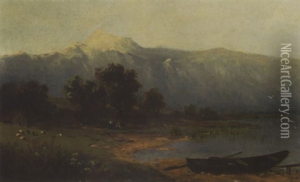 An Ufer Eines Gebirgssees Oil Painting - Dietrich Langko