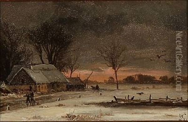Cloudy Winter Day Oil Painting - Vilhelm Peter Karl Kyhn