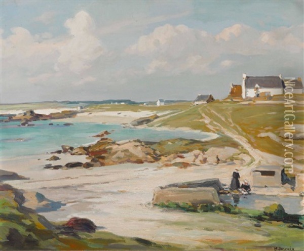 Bretonische Kustenlandschaft Oil Painting - Henri Alphonse Barnoin