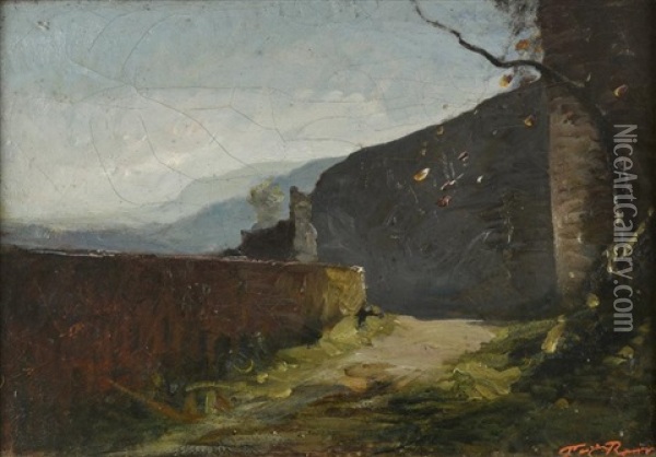 Remparts A Cremieu Oil Painting - Auguste Francois Ravier
