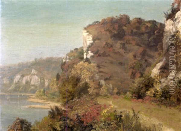 Piasa Bluffs On The Mississippi Oil Painting - Frederick Oakes Sylvester