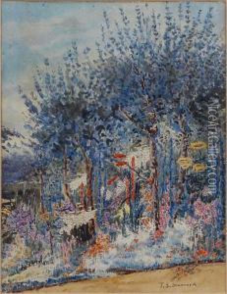 Cottage Garden Oil Painting - Theresa Sylvester Stannard