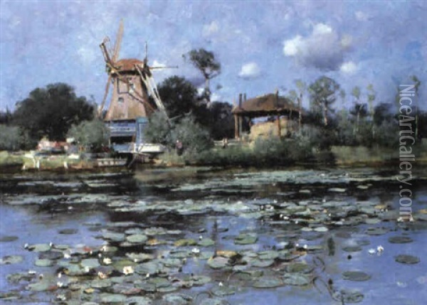 Mill Pond Oil Painting - Frank Richards