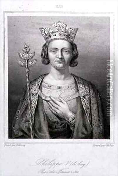 Philip V the Tall 1294-1322 King of France Oil Painting - Charles Alexandre Debacq