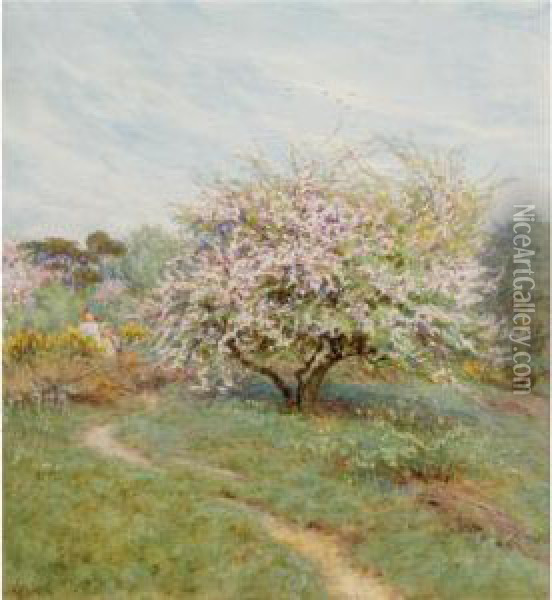 Crabapple Trees, Hampstead Heath Oil Painting - Helen Mary Elizabeth Allingham