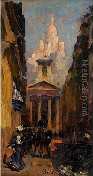 Notre-dame De Lorette Et Le Sacre-coeur, Paris Oil Painting - Boleslaw Buyko