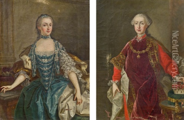 Isabella Von Bourbon-parma (+ Kaiser Joseph Ii; Pair) Oil Painting - Martin van Meytens the Younger