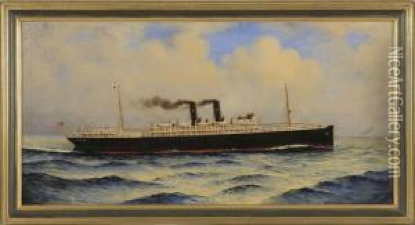 Portrait Of A Morgan Line Steamship Oil Painting - Samuel Ward Stanton