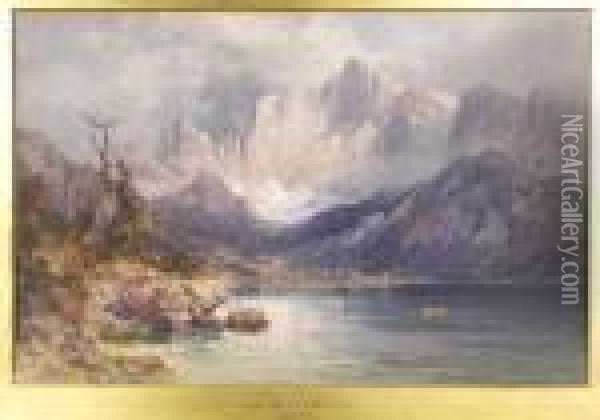 Lago D'alleghe And Montecivetta, South Tyrol Oil Painting - Edward Theodore Compton