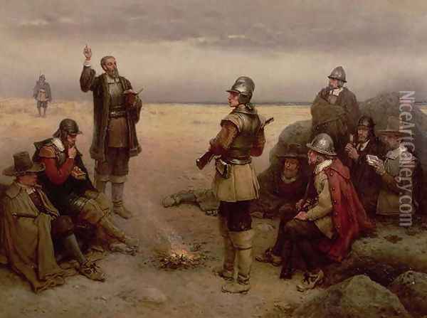 The Landing of the Pilgrim Fathers 1620 Oil Painting - George Henry Boughton