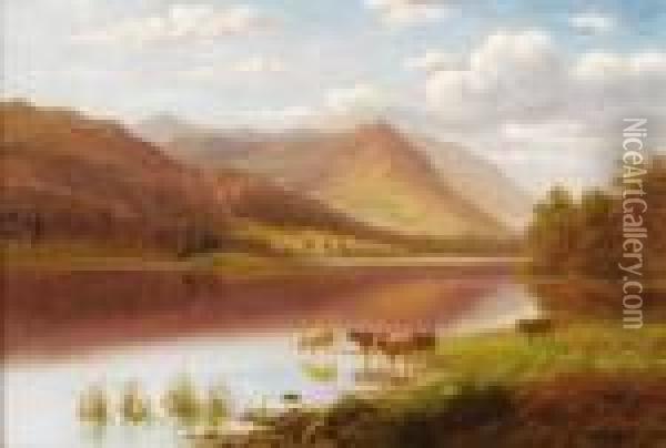 Grasmere Lake, Westmoreland Oil Painting - William Mellor