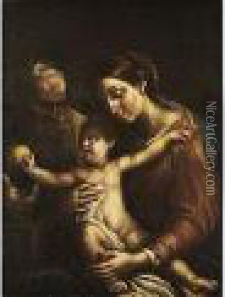 Die Heilige Familie Oil Painting - Luca Giordano