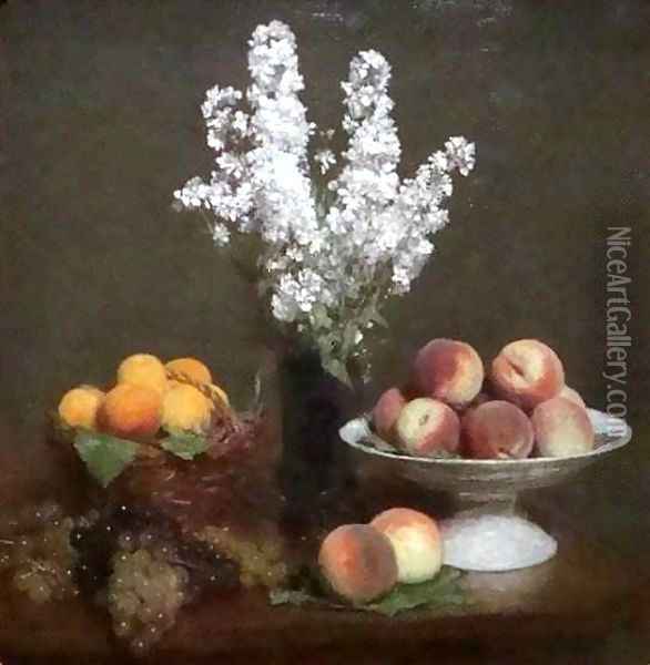 White Rockets and Fruit Oil Painting - Ignace Henri Jean Fantin-Latour