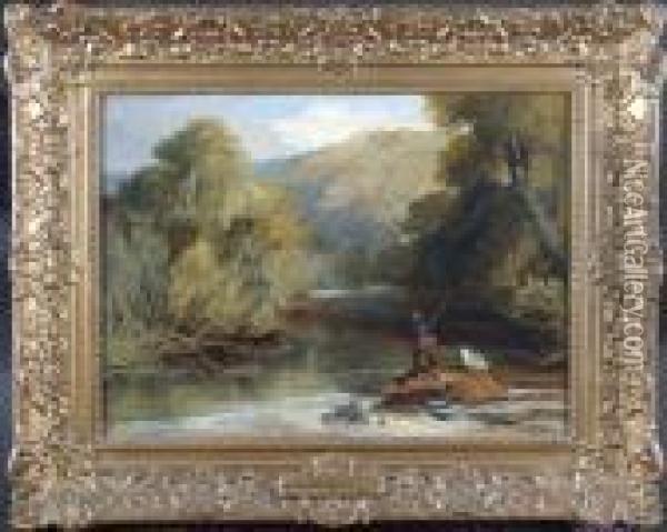 Trout Fishing On The Daune Oil Painting - Landseer, Sir Edwin