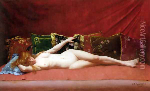 Femme nue allongee Oil Painting - Edmond Georges Grandjean