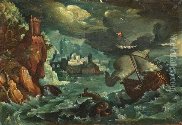 Seesturm Mit Der Opferung Des Jonas Oil Painting - Paul Bril
