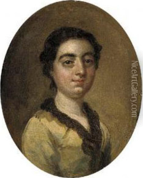 Portrait Of A Young Lady, Small Bust-length Oil Painting - Francis Hayman