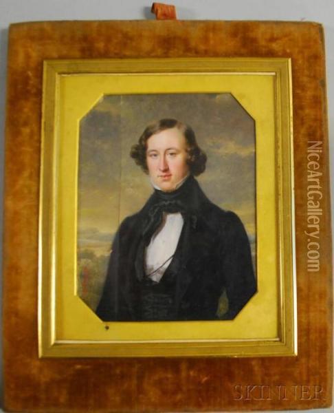Portrait Of Samuel Cabot Jr. Of Boston Oil Painting - Pierre Daubigny