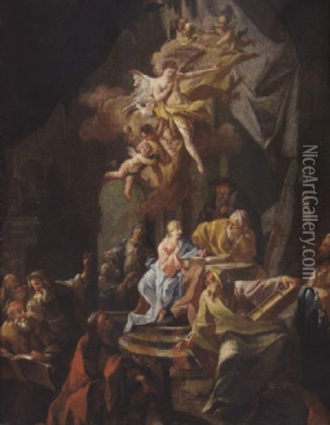 Der Zwolfjahrige Jesus Unter Den Schriftgelehrten Oil Painting - Johann Lucas Kracker