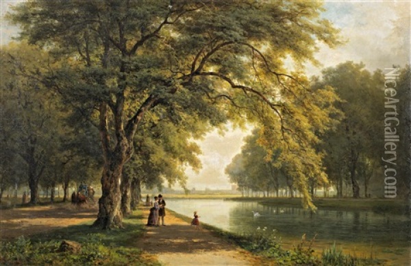 Sonntagsspaziergang Im Nymphenburger Schlosspark In Munchen Oil Painting - Rudolf (Heinrich Albert) Poeppel