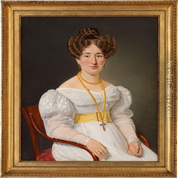 Portrait Of Christiane Gram Oil Painting - C. A. Jensen