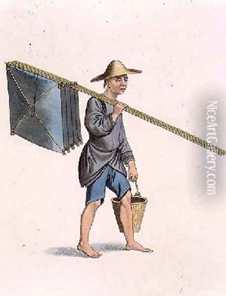 A Fisherman plate 25 from The Costume of China Oil Painting - Major George Henry Mason