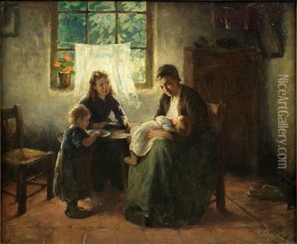 Family Time Oil Painting - Lammert Van Der Tonge