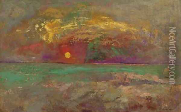 Coucher de soleil Oil Painting - Odilon Redon