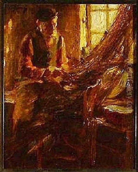 Fischer Beim Netzflicken Oil Painting - Piet Leysing