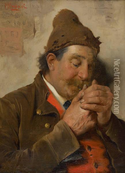 Le Fumeur Oil Painting - Pompeo Massini