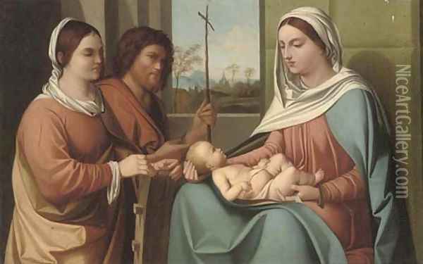 The Madonna and Child with Saint John the Baptist and Saint Anne Oil Painting - Andrea Previtali