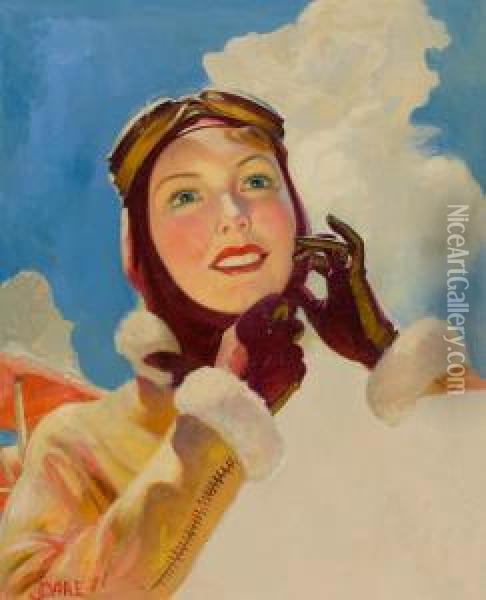 Aviator Girl Oil Painting - William Fulton Soare