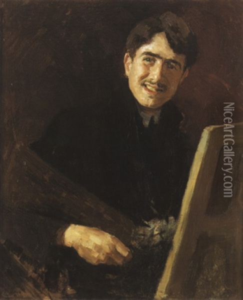 Portrait De L'artiste Souriant Oil Painting - Roger de La Fresnaye