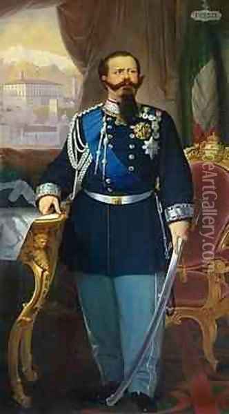 Portrait of Victor Emmanuel II 1820-78 King of Sardinia and Italy Oil Painting - Antonio Dugoni