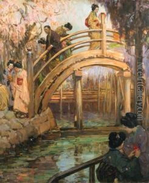 The Japanese Bridge Oil Painting - Cyrus Cuneo
