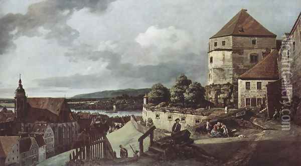 View from Pirna, the sun-stone fortress view Oil Painting - (Giovanni Antonio Canal) Canaletto