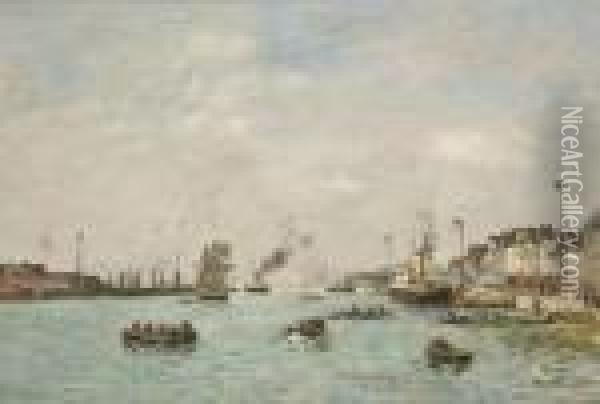 Le Havre, L'avant-port A Maree Haute Oil Painting - Eugene Boudin