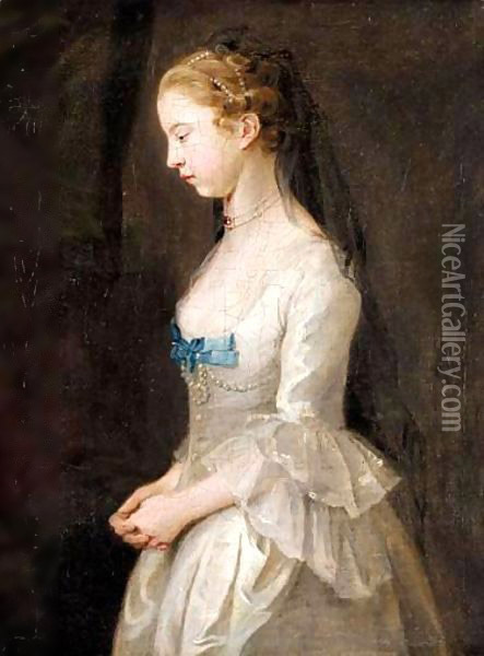 Portrait Of A Young Girl   Oil Painting - Joseph Highmore