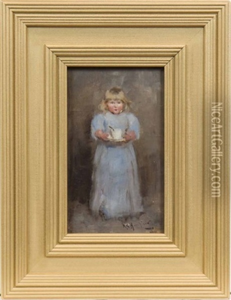 Jean And The Blue Dress Oil Painting - Robert Gemmell Hutchison