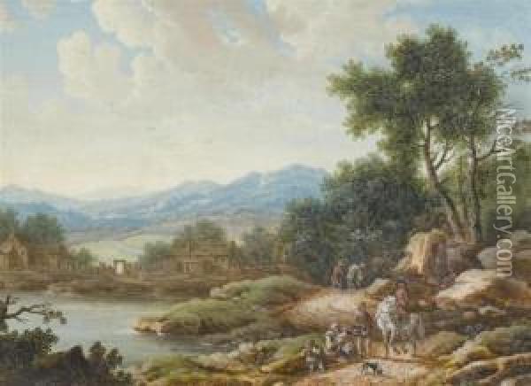 River Landscapes Oil Painting - Jacques Willem Van Blarenberghe