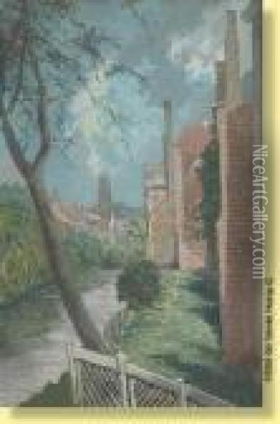 Vue De Bruges En 1907 Oil Painting - Vital Keuller