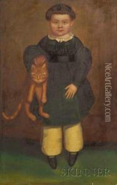 Portrait Of A Boy With His Cat Oil Painting - Henry Walton