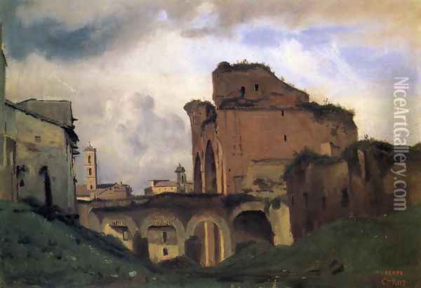 Basilica of Constantine, c.1826-27 Oil Painting - Jean-Baptiste-Camille Corot