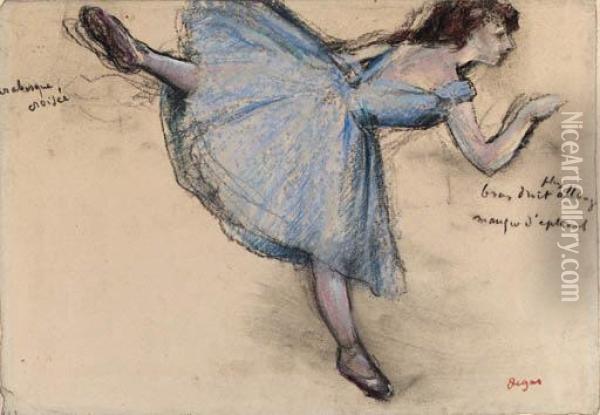 Danseuse En Arabesque Vue De Profil Oil Painting - Edgar Degas