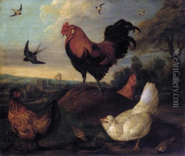 The Cockerel And The Jewel Oil Painting - Robert Griffier